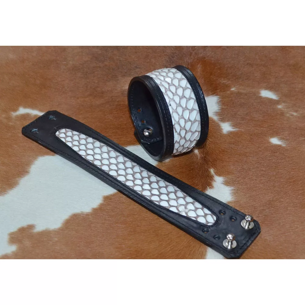 Bracelet cuir et peau de Cobra Véritable 🇫🇷