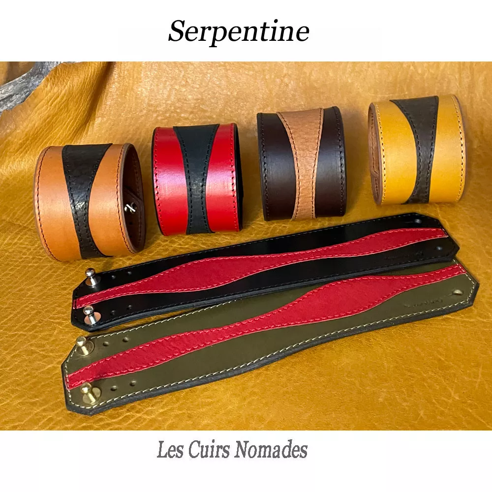 Bracelet cuir 5 cm SERPENTINE 2 Couleurs 🇫🇷