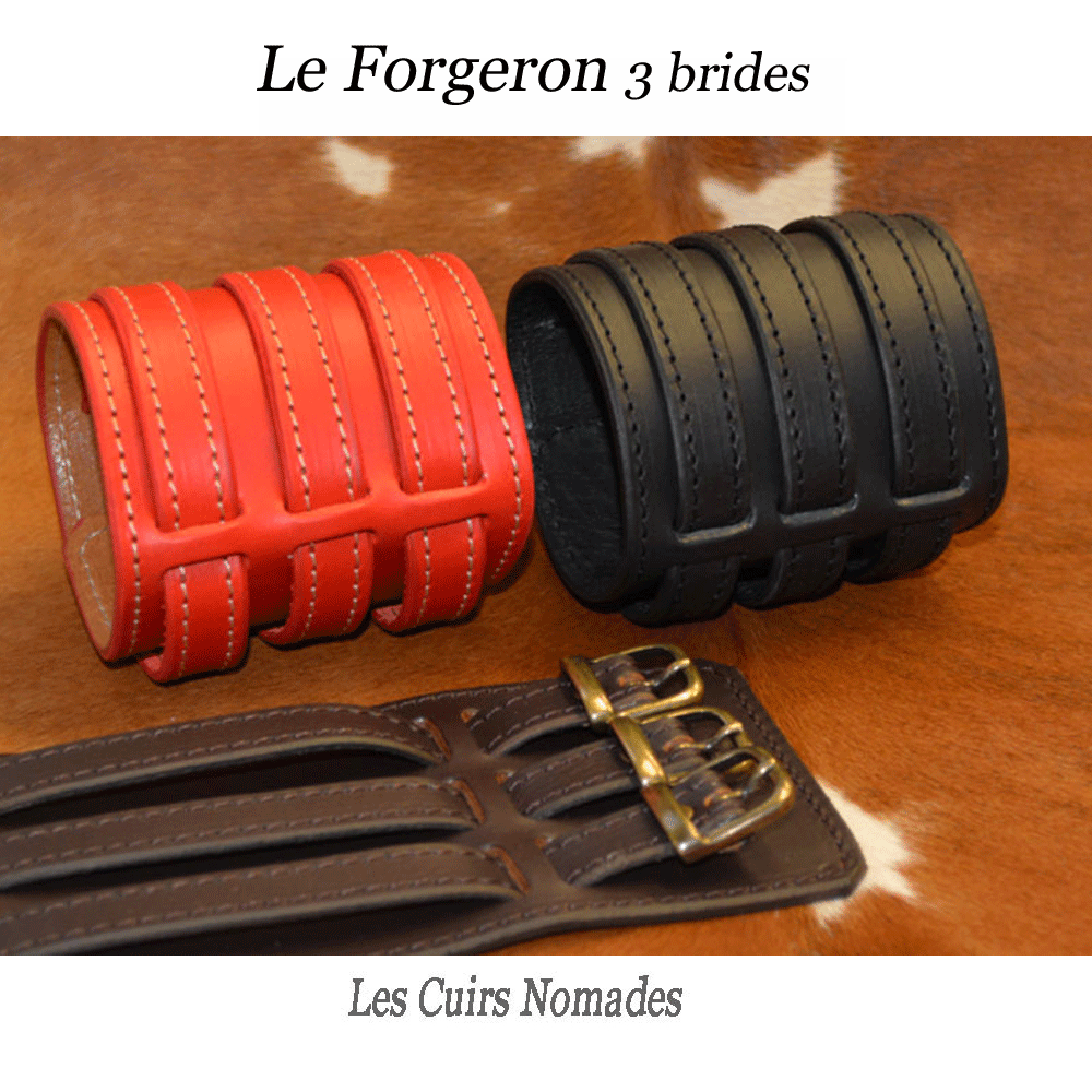 Bracelet de force cuir LE FORGERON 3 brides 🇫🇷 - Les Cuirs