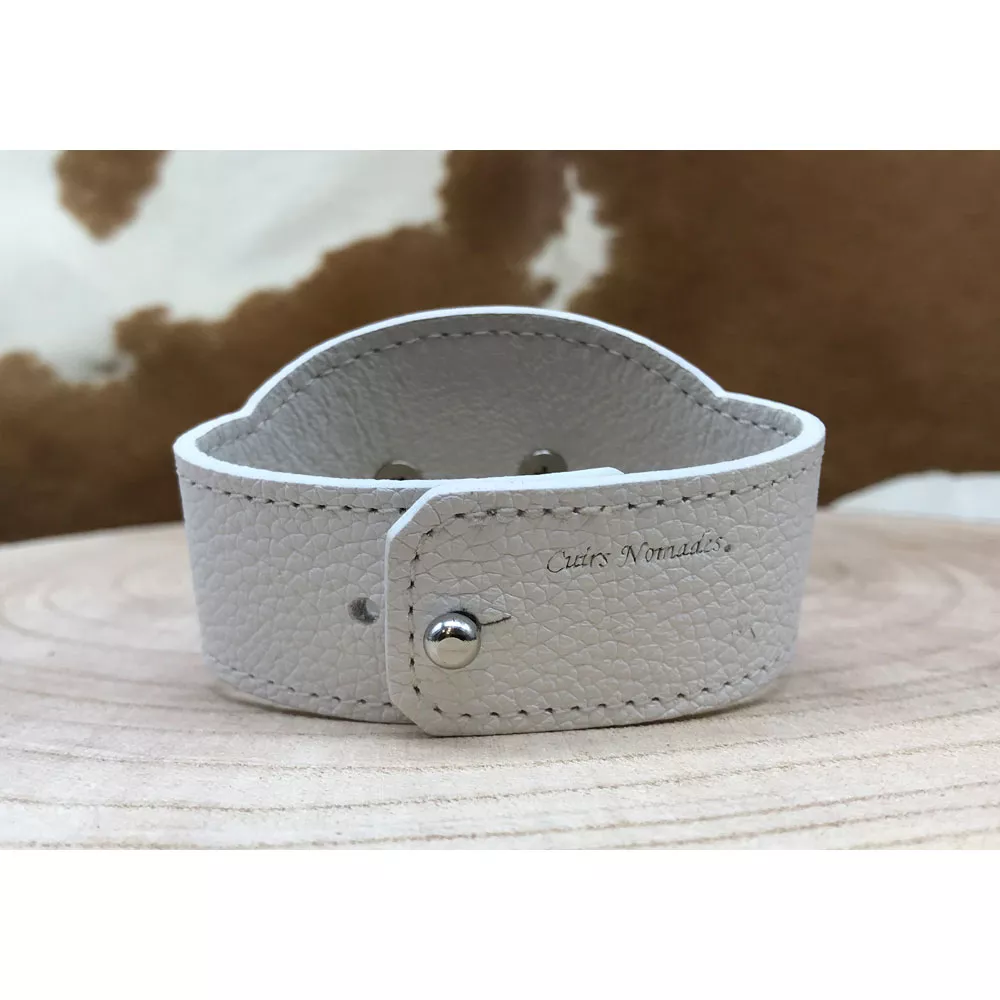 Manchette cuir blanc LA CROIX cristal Swarovski – Image 2