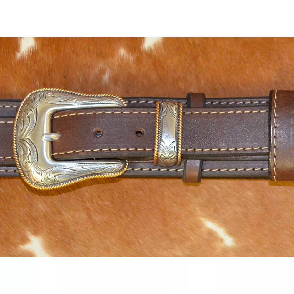 Ceinture Mexicaine cuir 4 cm Boucle KANSAS Plaquée Argent et Or 🇫🇷 – Image 3