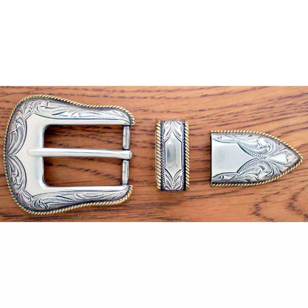 Ceinture Mexicaine cuir 4 cm Boucle KANSAS Plaquée Argent et Or 🇫🇷 – Image 4