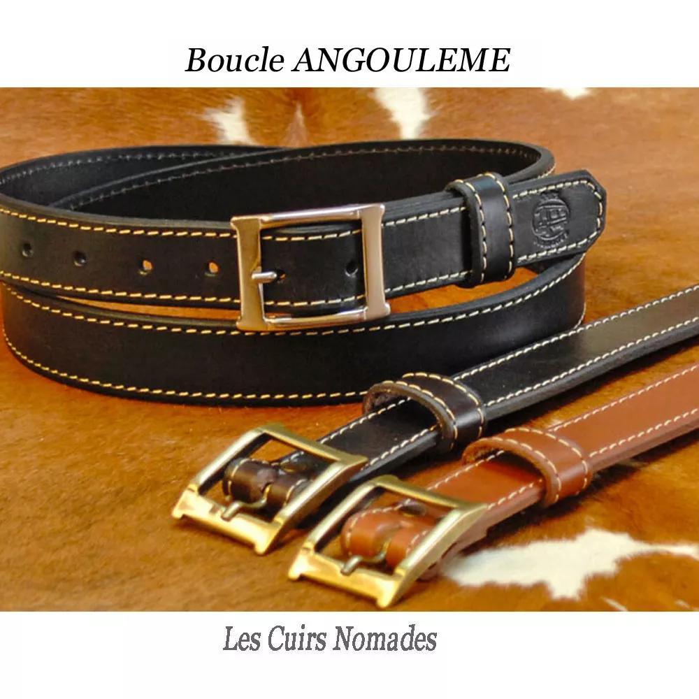 Ceinture cuir Surpiqué largeur 2,5cm Boucle ANGOULEME  🇫🇷