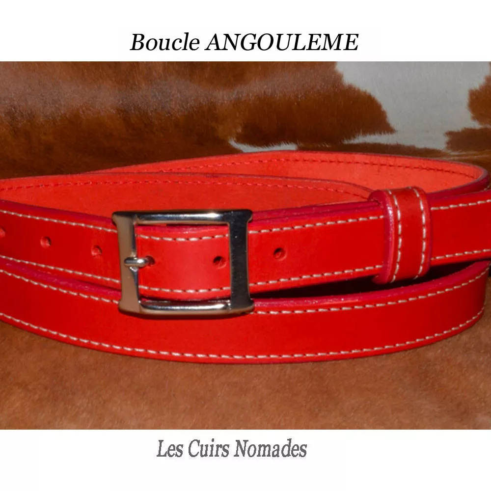 Ceinture cuir Surpiqué largeur 2,5cm Boucle ANGOULEME  🇫🇷 – Image 4