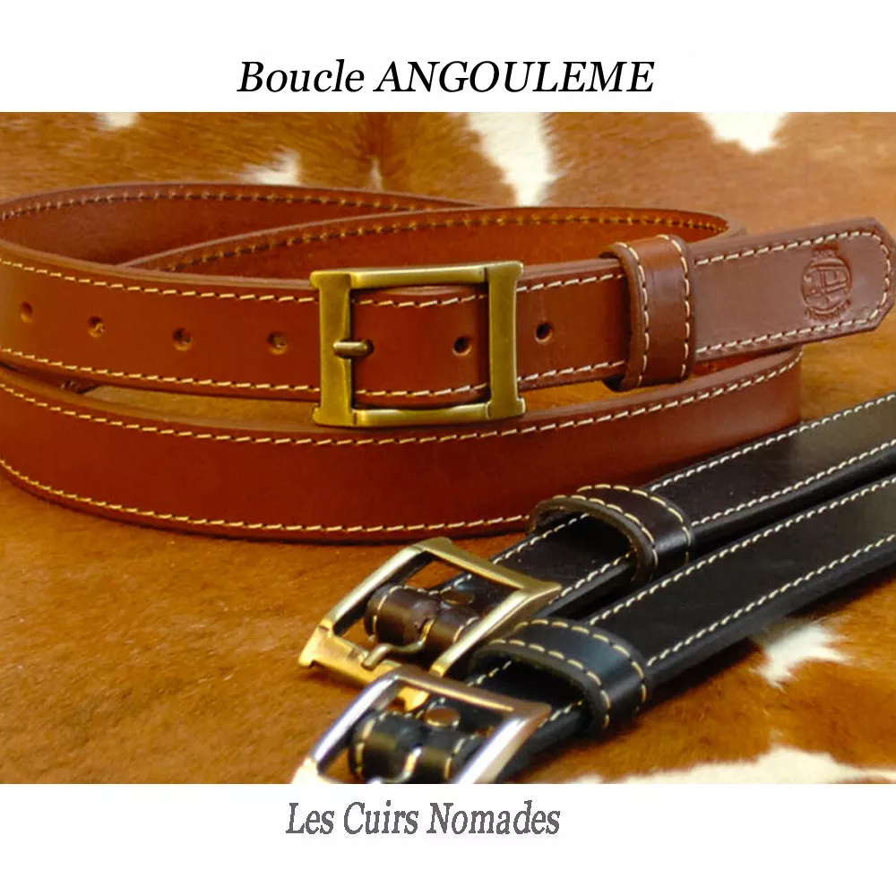 Ceinture cuir Surpiqué largeur 2,5cm Boucle ANGOULEME  🇫🇷 – Image 3