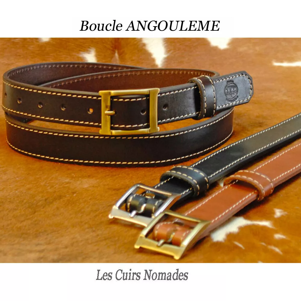 Ceinture cuir Surpiqué largeur 2,5cm Boucle ANGOULEME  🇫🇷 – Image 2