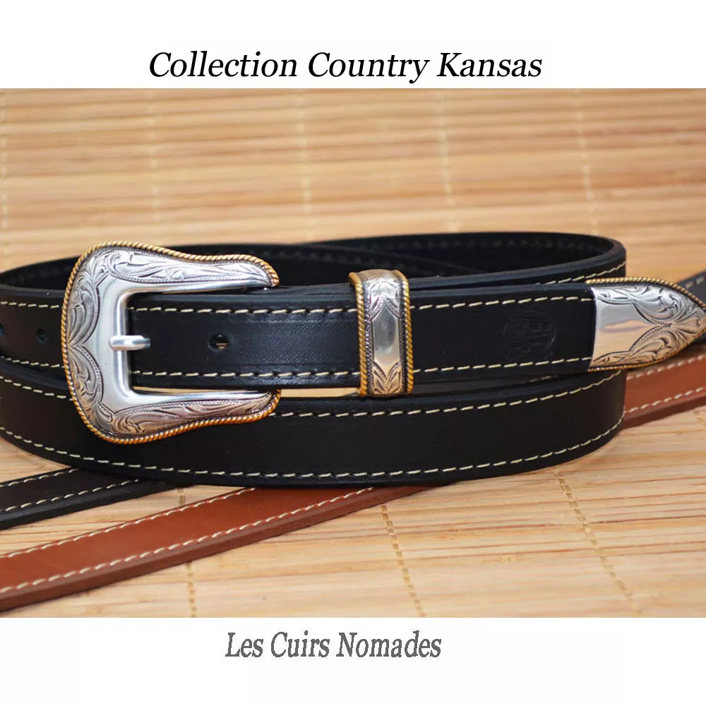 Ceinture cuir largeur 2,5cm Collection Country Boucle KANSAS 🇫🇷