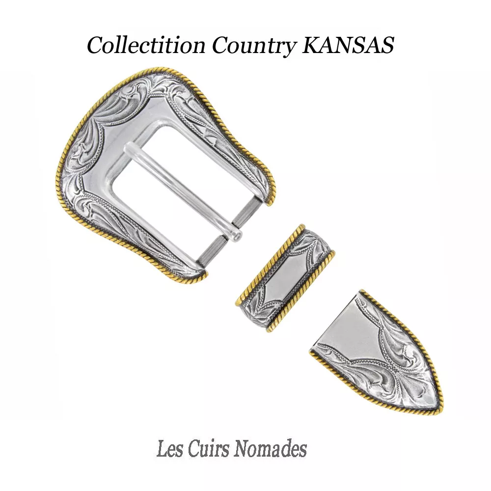 Ceinture cuir largeur 2,5cm Collection Country Boucle KANSAS 🇫🇷 – Image 3