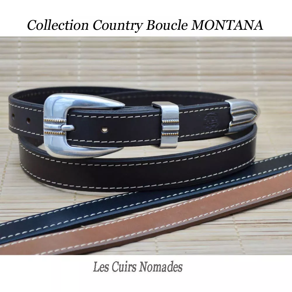 Ceinture cuir largeur 2,5cm Collection Country Boucle MONTANA 🇫🇷