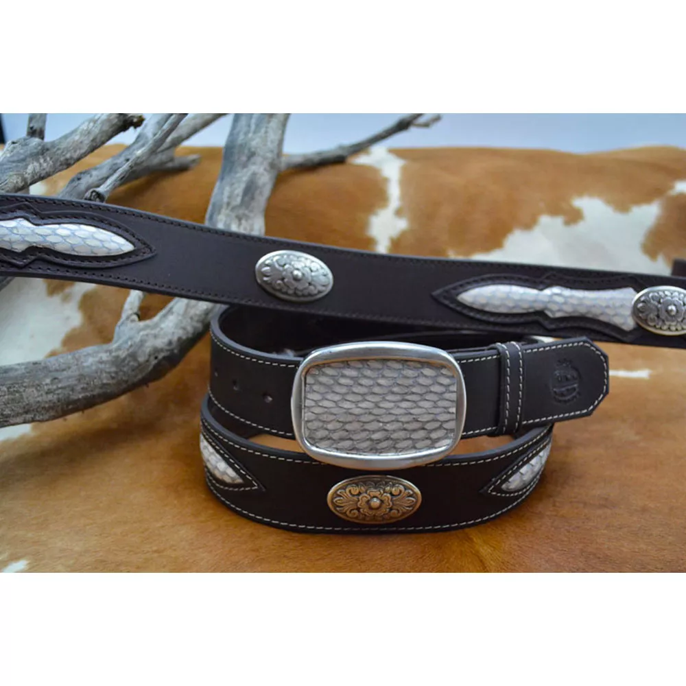 Ceinture cuir largeur 4cm Boucle COBRA avec Double Décorations Cobra 🇫🇷