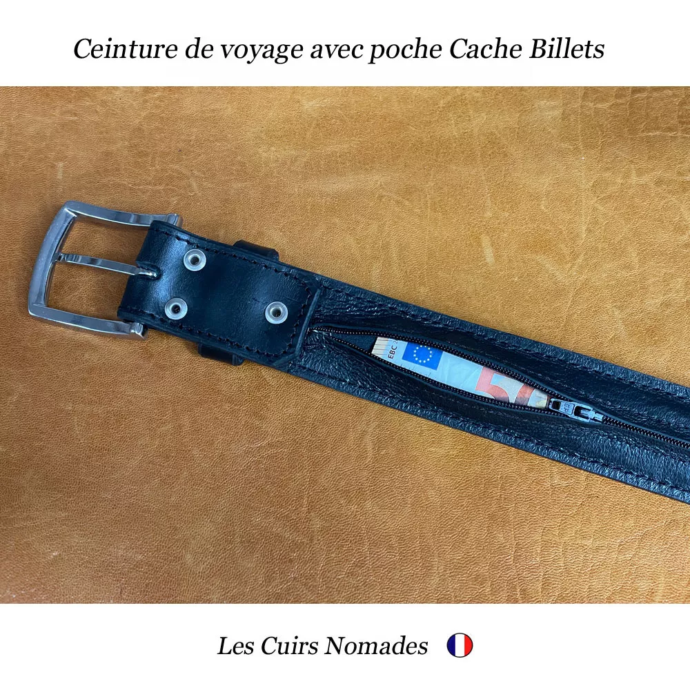 Ceinture cuir largeur 4cm Cache billets ou Ceinture de VOYAGE 🇫🇷 – Image 2