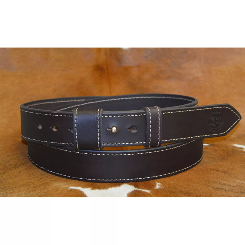 Ceinture cuir largeur 3cm surpiquée pour personnes ALLERGIQUES aux métaux  🇫🇷