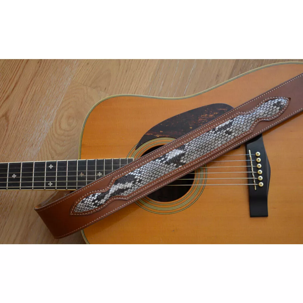 Sangle de guitare marron et peau de Python – Image 3