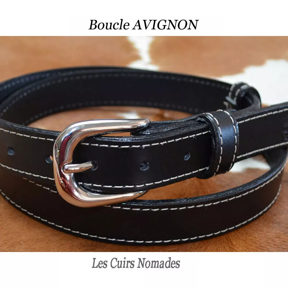 Ceinture cuir Surpiqué largeur 2,5cm Boucle AVIGNON 🇫🇷 – Image 2