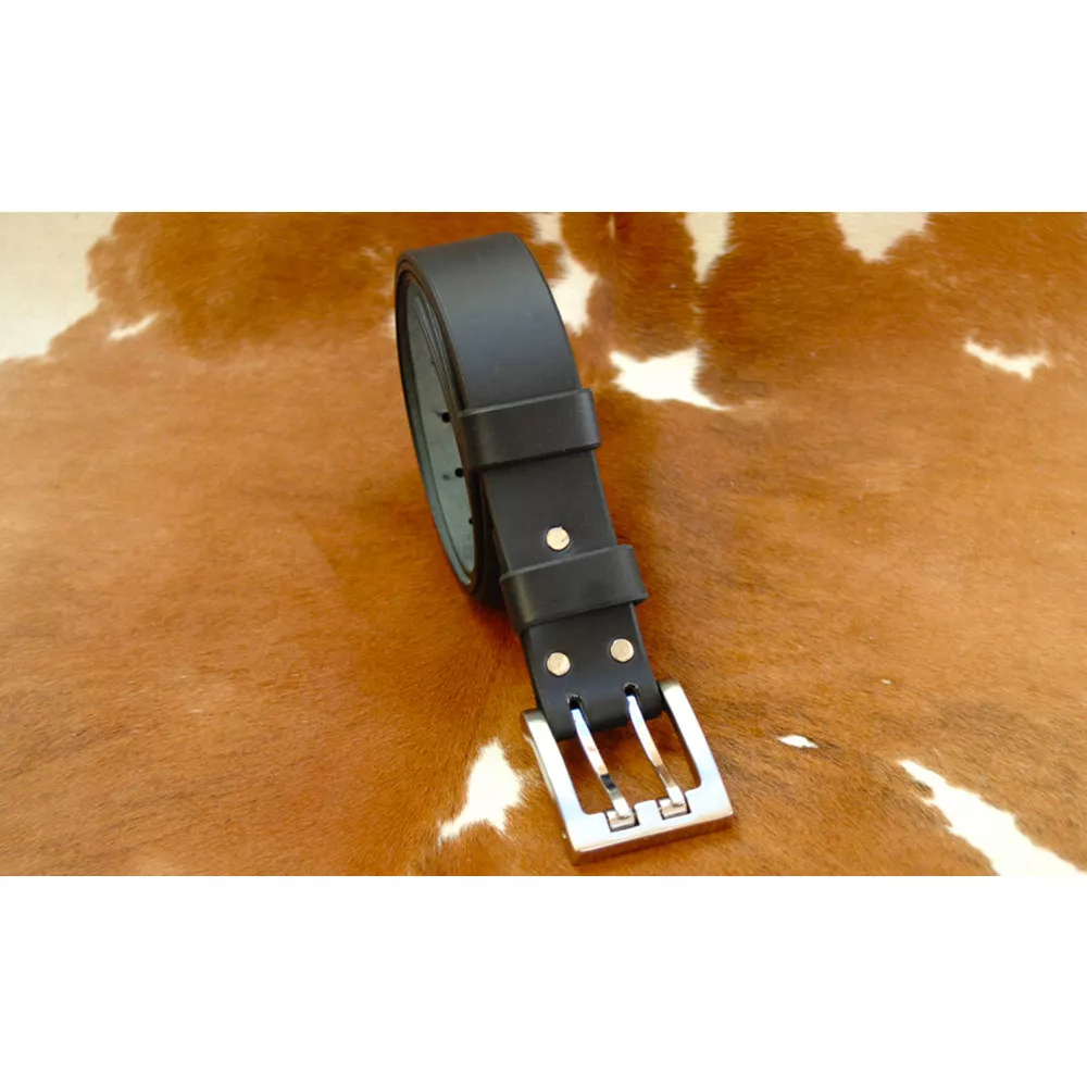 Ceinture cuir largeur 3,5cm Boucle ST-MALO Double Ardillons à rouleaux 🇫🇷 – Image 3