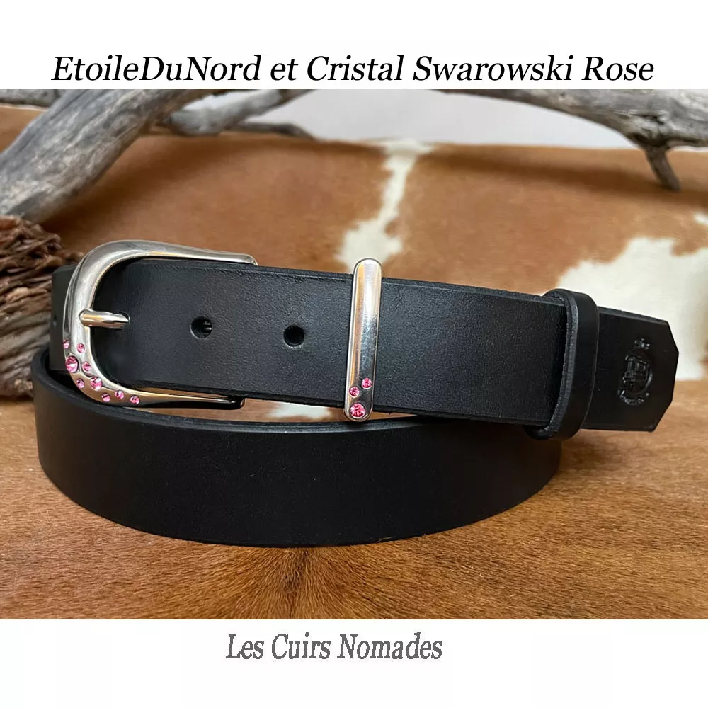 Ceinture cuir Boucle L'EtoileDuNord et Cristal Swarowski Rose 🇫🇷 – Image 3