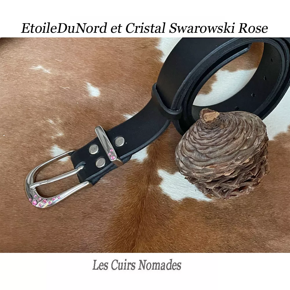 Ceinture cuir Boucle L'EtoileDuNord et Cristal Swarowski Rose 🇫🇷 – Image 4