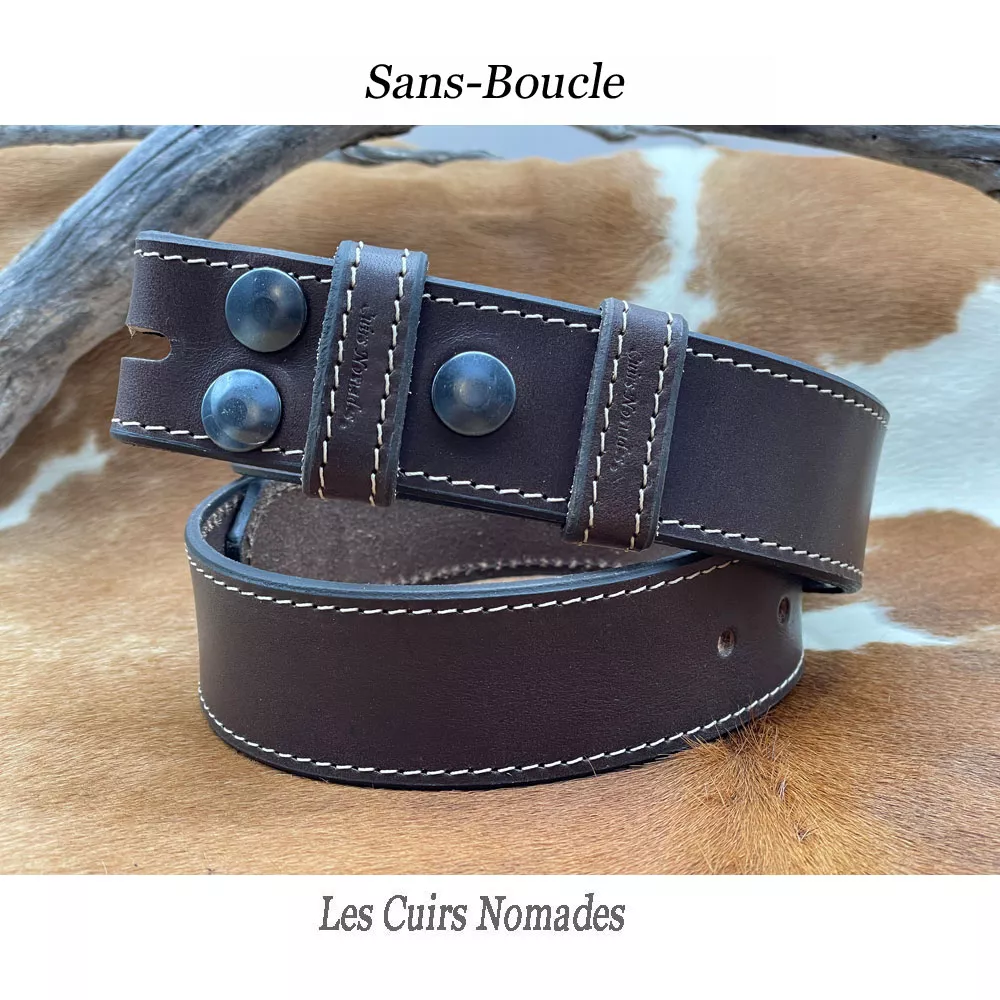 Ceinture cuir largeur 4cm SANS BOUCLE  avec surpiqures🇫🇷