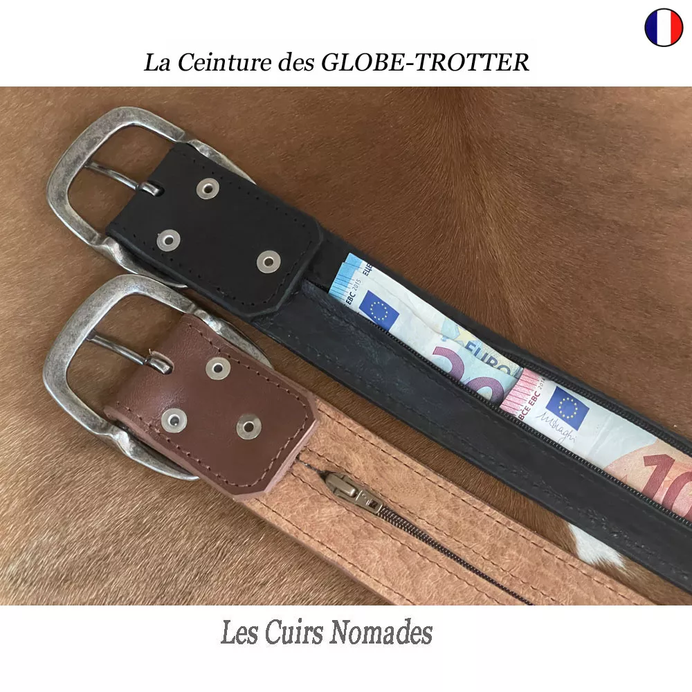 Ceinture cuir en 4,5cm GLOBE-TROTTER ou Ceinture Cache billets 🇫🇷 – Image 3