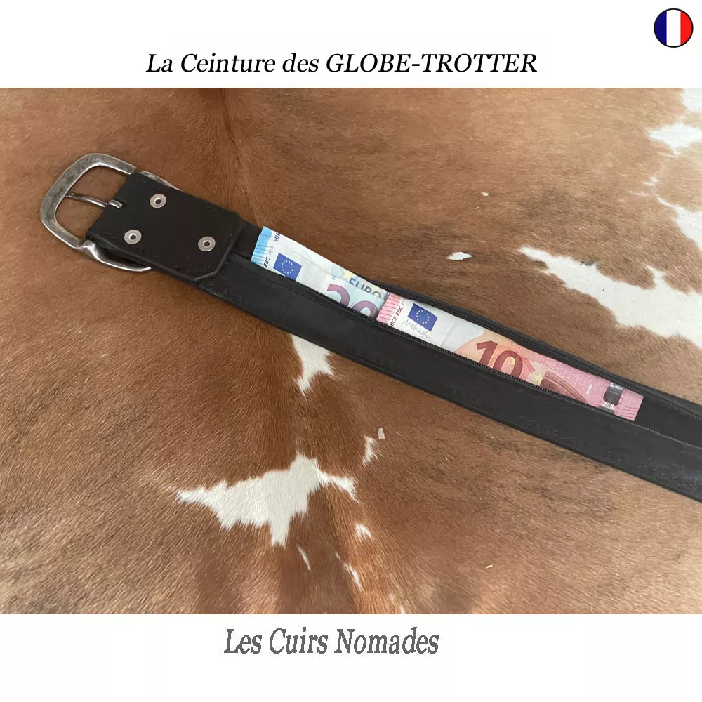 Ceinture cuir en 4,5cm GLOBE-TROTTER ou Ceinture Cache billets 🇫🇷 – Image 4