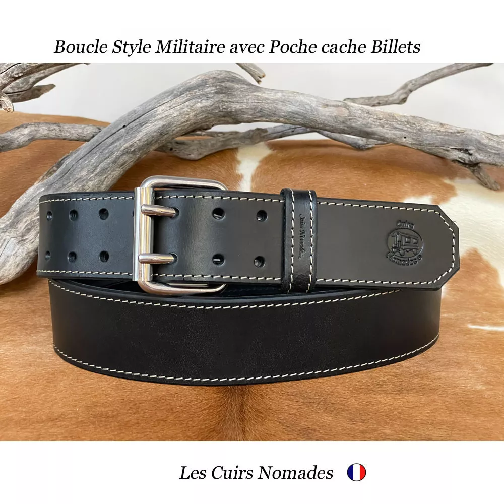 Ceinturon cuir largeur 4,5cm Style MILITAIRE avec Poche à billets 🇫🇷 – Image 3