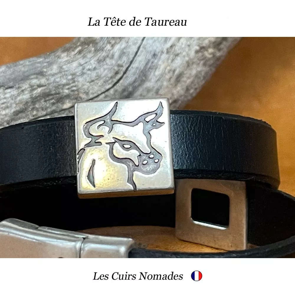 Bracelet en cuir  LA TÊTE DE TAUREAU  🇫🇷 – Image 3