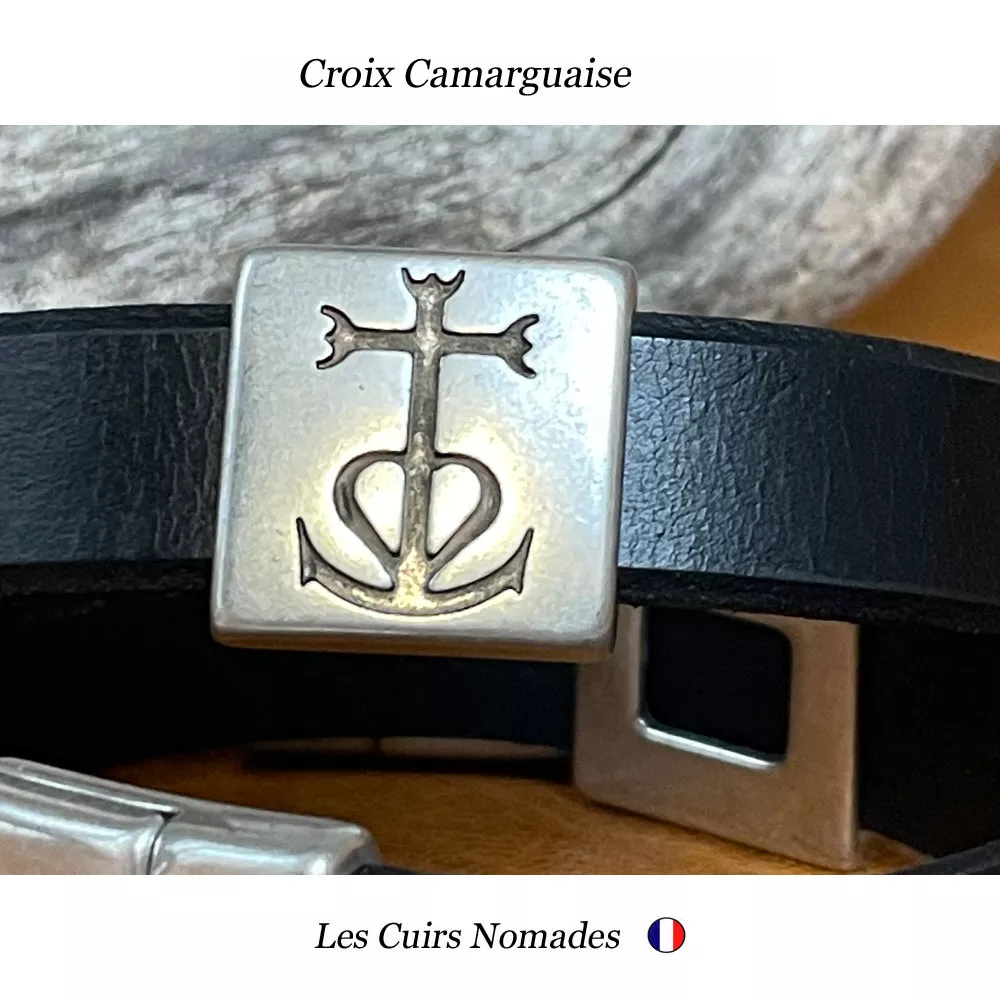 Bracelet en cuir LA CROIX CAMARGUAISE  🇫🇷 – Image 2