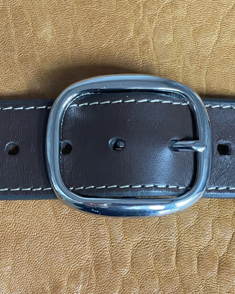 Devis : 1 ceinture 4 cm COLORADO en Cuir Marron Foncé avec surpiqûres beige