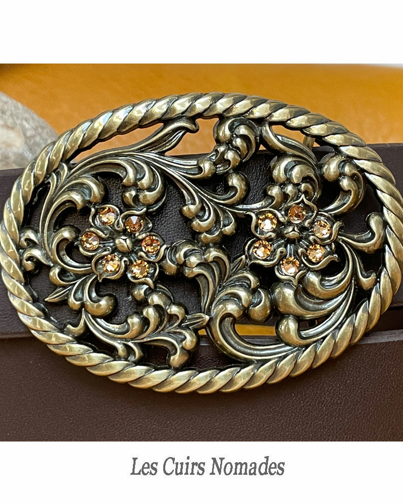 Ceinture avec Boucle Baroque et Cristal Swarovski Ambre – Image 2