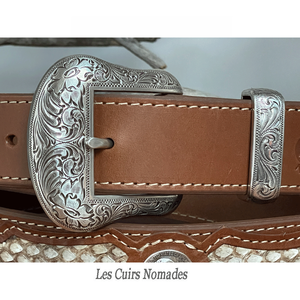 Ceinture Country cuir Boucle BUFFALO avec option Déco Python véritable 🇫🇷 – Image 3